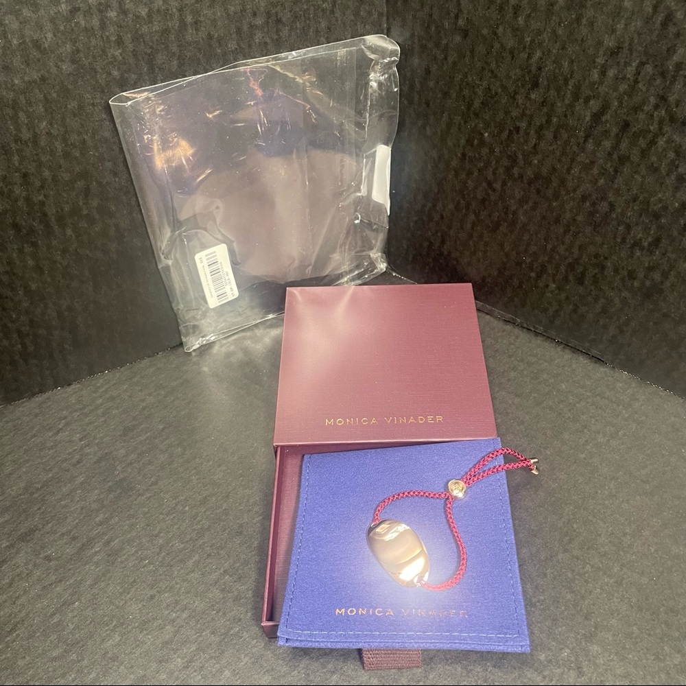 BNIB MONICA VINADER FRIENDSHIP BRACELET ROSE GOLD PLATED FINISH RUBY STRAP FIRM$ - Picture 4 of 9